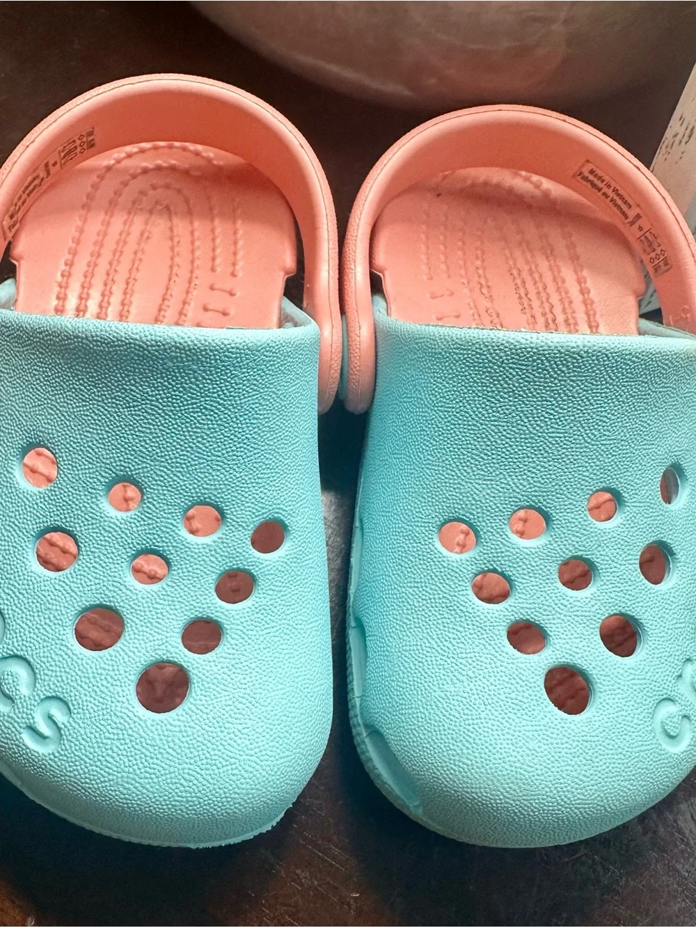 CROCS Kids Electro Two-Tone Aqua and Coral Clog